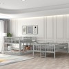 Full-Over-Full-Over-Full Triple Bed with Built-in Ladder and Slide , Triple Bunk Bed with Guardrails, Gray - 2 of 4