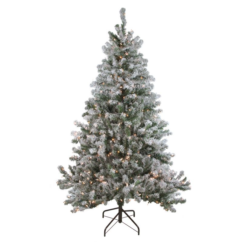 Northlight 7' Prelit Artificial Christmas Tree Flocked Balsam Pine - Clear Lights, 1 of 6