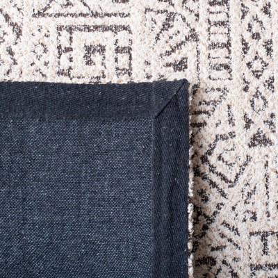 Ivory and Gray Flat Woven Cotton Area Rug