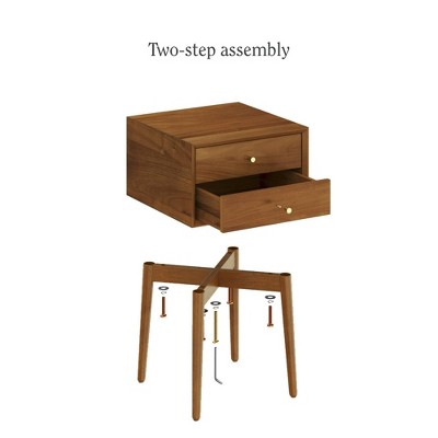 Harper Mid-Century Oak Brown 2-Drawer Nightstand Set