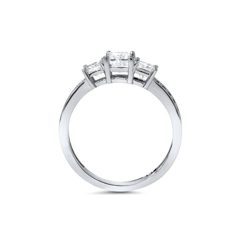 Pompeii3 1/3ct Three Stone Princess Cut Diamond Engagement Ring 14K White Gold, 2 of 4