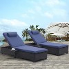 Patti 2-piece PE Rattan Outdoor Patio Chaise Lounge Chair with Reclining Adjustable Backrest and Removable Cushions, Tanning Near Me - Maison Boucle - 2 of 4