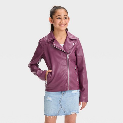 Girls purple leather on sale jacket