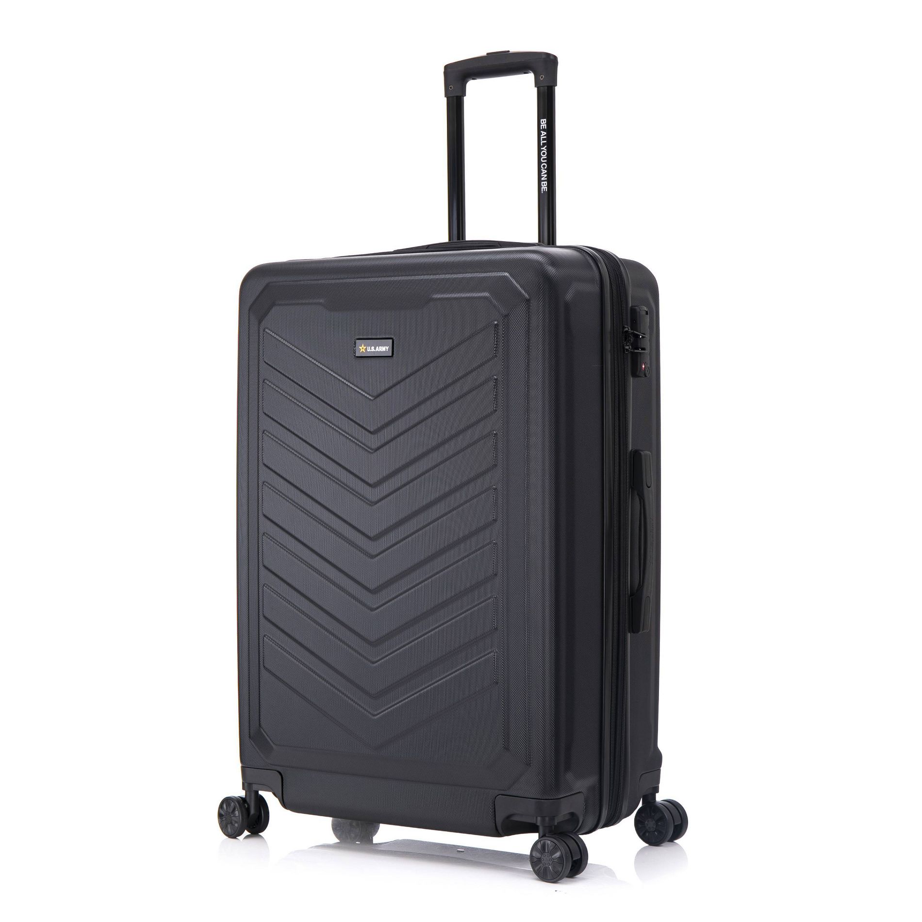 U.S. Army FOX PRO 24" Expandable Medium Checked Hardside Suitcase with TSA Lock - Black