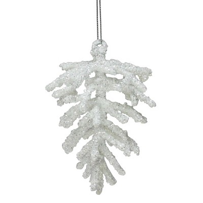 Northlight 4.5" White and Silver Glitter Frosted Pine Cone Hanging Christmas Ornament