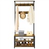 Yaheetech 72.5" H Industrial Hall Tree 3-in-1 Entryway Coat Rack with Top Board & Bench & Shoe Storage, Rustic Brown - 2 of 4