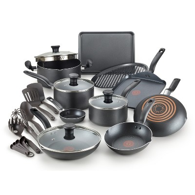 T-Fal Easy Care Nonstick Cookware, 20 Piece Set, Grey, B087SKDW