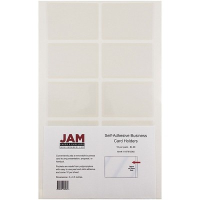 JAM Paper Self-Adhesive Business Card Holders 2x3 1/2 Clear 6187815065