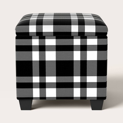 Plaid Storage Ottoman Black/White - Woolrich x Target