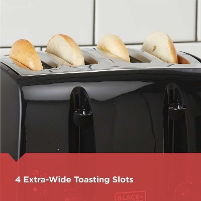 BLACK+DECKER BLACK+DECKER 4-Slice Toaster, TR1410BD, Extra-Wide, 7 Shade Settings, Crumb Trays, Gloss Black