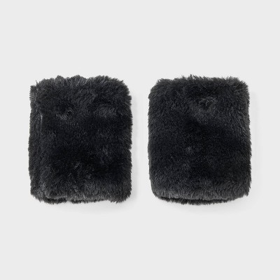 Girls' Faux Fur Fingerless Gloves - art class™ Black