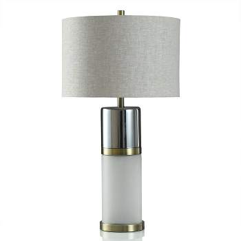 Harlum Gold Table Lamp Smokey Gray and Frost White Night Light Feature - StyleCraft
