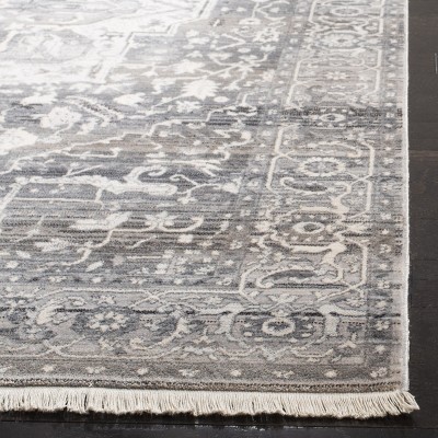 Grey Charcoal Synthetic Hand-Knotted 4' x 6' Area Rug