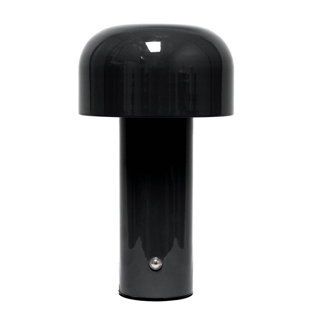 Simple Designs 8.26" Mushroom Magic Mini Dome Dimming (Includes LED Light Bulb) Touch Lamp Portable and Rechargeable Black