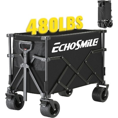 Acoinel Collapsible Outdoor Utility Wagon, Beach Wagon for Sand with Big Wheels, Camping Portable Cart, Heavy Duty 480 lbs/500 lbs