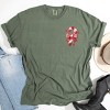 Candy Cane Bow Patchwork Print - Women's Garment Dyed Graphic T-Shirt - 2 of 4