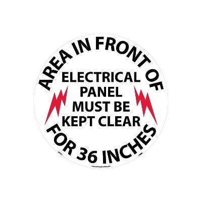National Marker Floor Signs; Walk On Area In Front Of Electrical Panel Must Be Kept Clear For 36