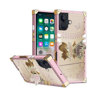 Entronix Case Compatible with iPhone 16 - [Rectangular] Luxury Butterfly Grip Stand