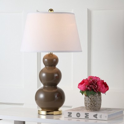 Pamela 28-Inch Taupe Ceramic Triple Gourd Table Lamp Set