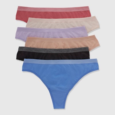 Hanes Women's 6pk Super Stretch Microfiber Comfort Flex Thong Underwear - Colors May Vary