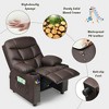 Costzon Kids Recliner Chair with Cup Holder, Adjustable Leather Lounge with Footrest & Side Pockets, Ergonomic Sofa for Boys & Girls Room (Brown) - 4 of 4