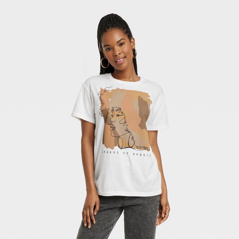 Women&#39;s Shades of Beauty Short Sleeve Graphic T-Shirt - Cream, 1 of 4