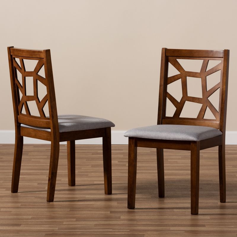 Set of 2 Abilene Walnut Finished Dining Chair Gray/Walnut Brown - Baxton Studio: Modern Upholstered, Eco-Friendly Rubberwood, 6 of 9