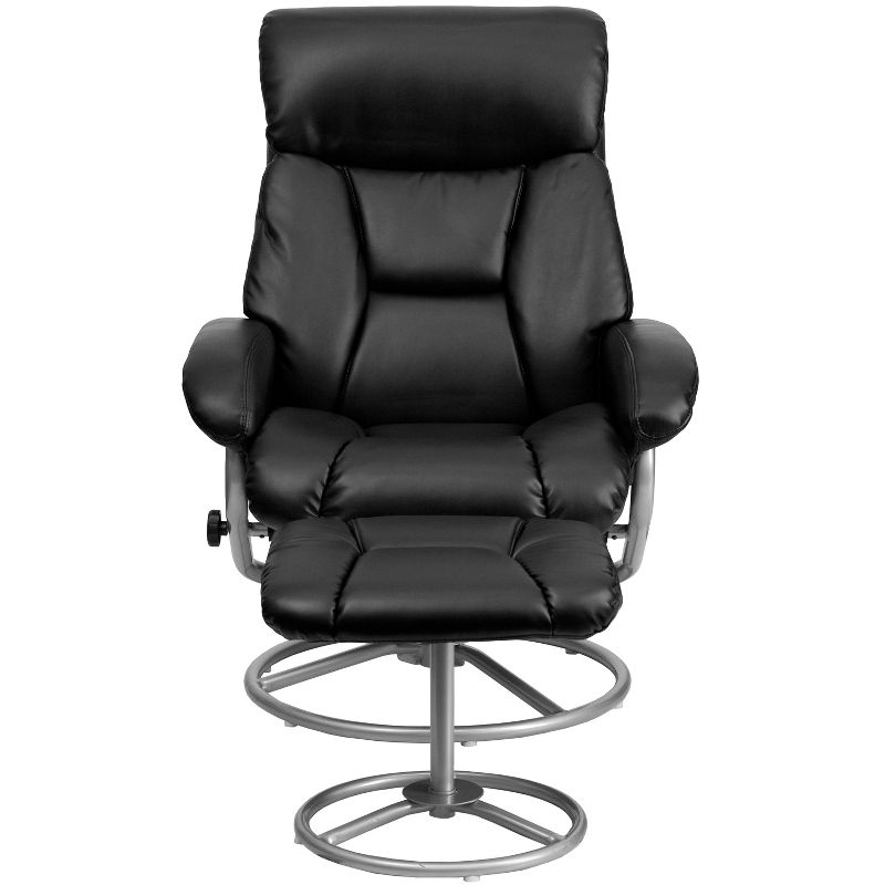 Emma and Oliver Contemporary Multi-Position Recliner & Ottoman, Metal Base in Black LeatherSoft, 5 of 6