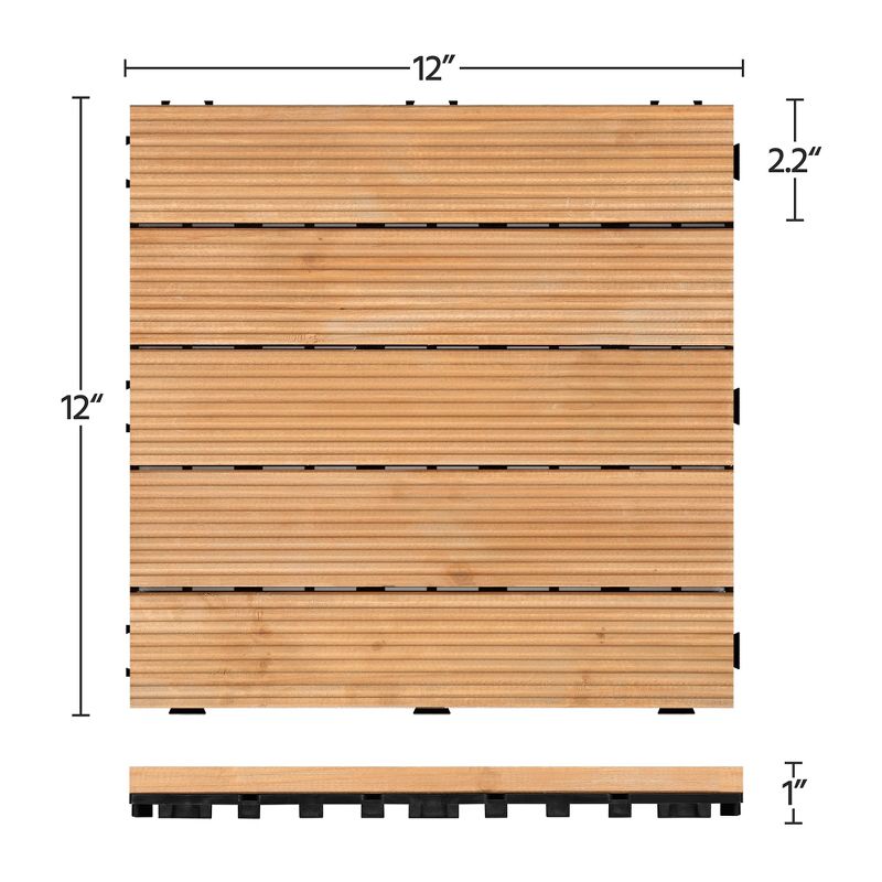 Yaheetech Pack of 27 Fir Wood Flooring Tiles For Patio Garden, 3 of 8