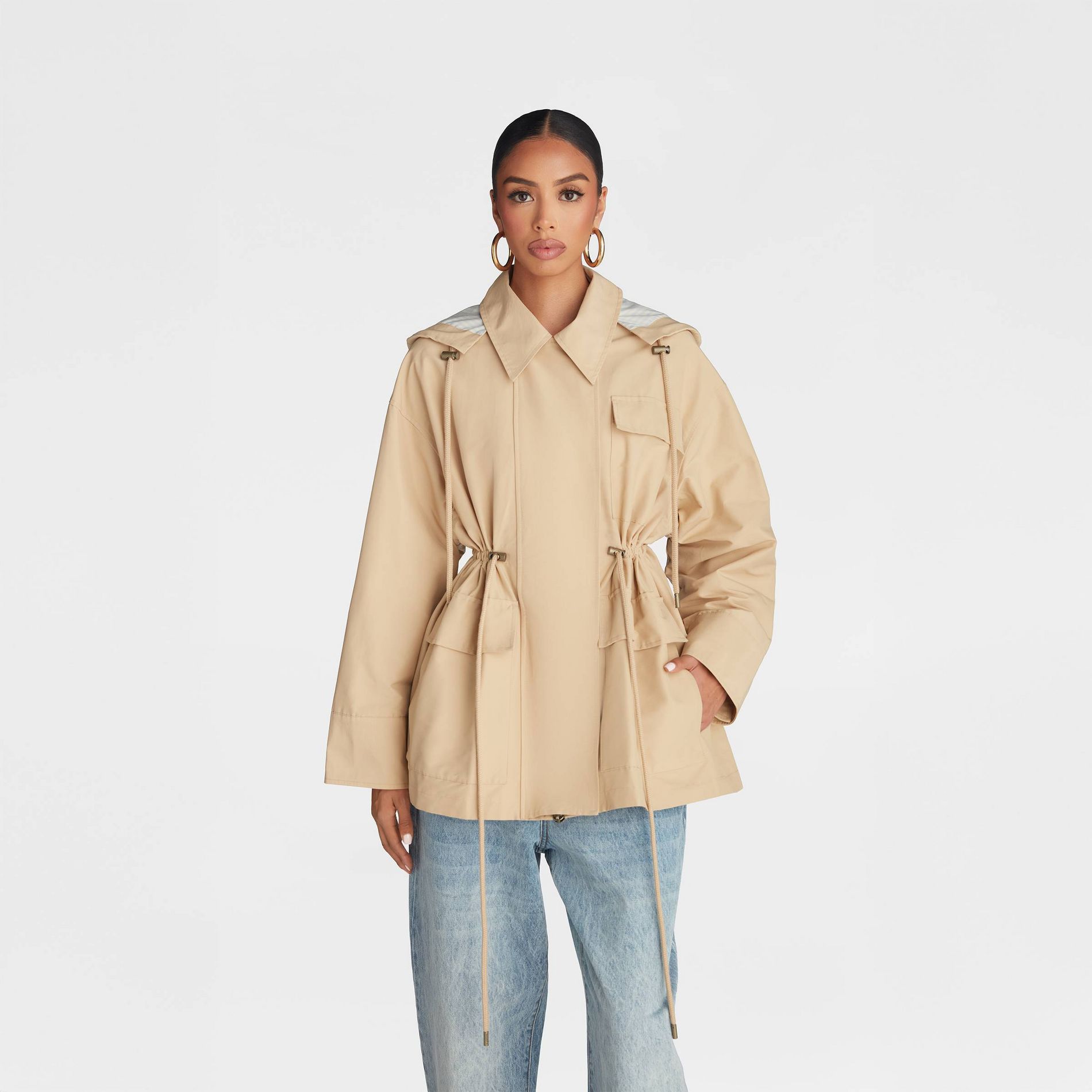 KBB by KAHLANA Women's 'The Cinched Anorak Jacket' - Tan