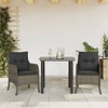vidaXL Garden Dining Set Gray, Black Poly Rattan 2-Seater - 2 of 4