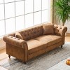 83" Chesterfield 3 Seater Sofa,Classic Rolled Arm Couch with Stain Resistant Tech Fabric & Button Tufting for Living Room-Baofuwish - 3 of 4