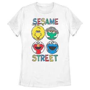 Women's Sesame Street Four Circle Grid T-Shirt - 1 of 4