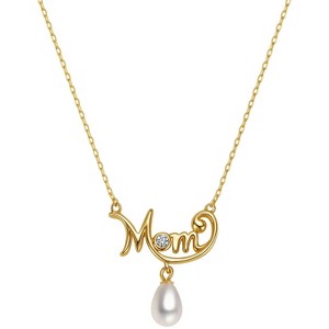Molenia Pearl Mom Necklace for Women, 18K Gold Plated Freshwater Pearl Pendant Necklace June Birthstone Jewelry Mothers Day Anniversary Birthday Gifts - 1 of 4
