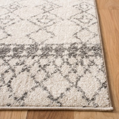 Ivory and Grey 9' Square Synthetic Area Rug