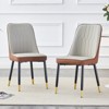 FONTOI 2PCS Modern Dining Chairs with Leather Backrest for Kitchens, Bedrooms, Offices, Brown&Gray, 21.6"*35"*17" - 2 of 4