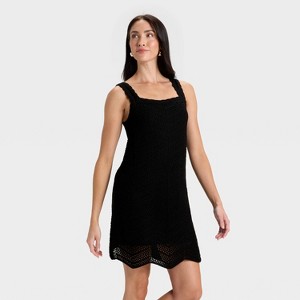 Women's Crochet Mini Shift Dress - A New Day™ - 1 of 3