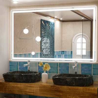 Bathroom Mirror with Lights Rectangle LED Bathroom Vanity Mirror with Adjustable LED Color And Anti-Fog,Wall Mounted Mirror-The Pop Home