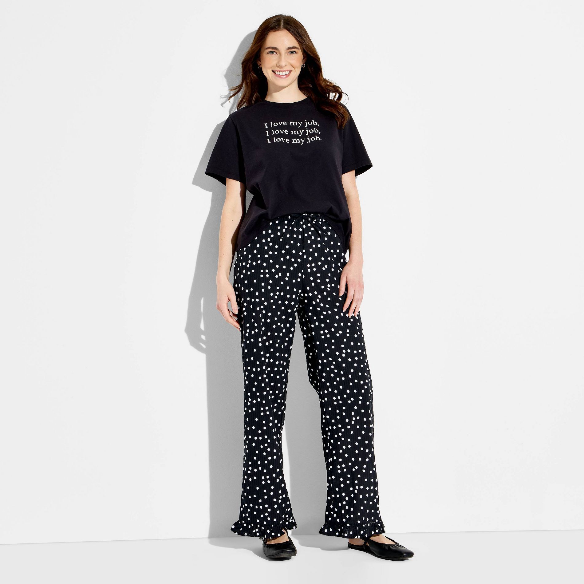 Women's The Devil Wears Prada Graphic Pull-On Pants - Black Polka Dots