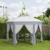 Resenkos Patio Garden Pergola, Pergola Canopy,13' x 13' Pop Up Gazebo Hexagonal Canopy Shelter with 6 Zippered Mesh Netting Gray - 3 of 4