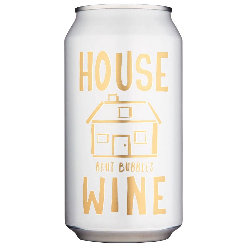 House Wine Brut Bubbles Sparkling White Wine - 355ml Can, 1 of 7