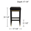 55 Downing Street Jaxon Black Wood Bar Stool 31 1/4" High Modern Black Faux Leather Cushion with Footrest for Kitchen Counter Height Island Shed House - 4 of 4