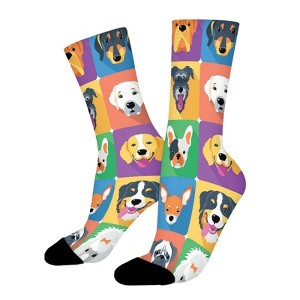 Dog Breeds Profiles Women Printed Crew Socks Funny Funky Socks Soft Polyester Novelty Gifts for Artists Men - 1 of 1