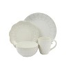 White Lace 16 Piece Round Scallop Stoneware Dinnerware-Elama - 2 of 4
