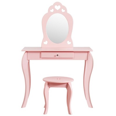 Pink Princess Kids Vanity Set with Mirror and Stool