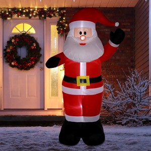 Angel Sar 8ft Inflatable Santa Claus with 4 LED String Lights, Giant Blow Up Garden Decoration for Christmas Yard, Lawn, Party Indoor Outdoor Decor - 1 of 4