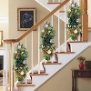 Puleo 28" Pre-Lit Battery-Operated Green Ribbon Banister Swag - 4 of 4