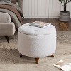CAVINAS Modern Round Teddy Fleece Ottoman Bench with Storage,Small Button Tufted Storage Ottoman for Living Room - 3 of 4