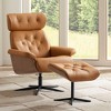 BenchMaster Malibu Cognac Tan Faux Leather Recliner Chair Modern with Ottoman Footrest Comfortable Manual Reclining for Bedroom - 2 of 4
