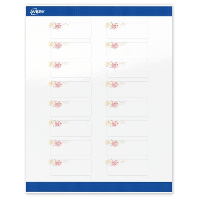 Avery Labels, 1" x 2-5/8", Silver-Holly Sparkles, Glossy, 160ct